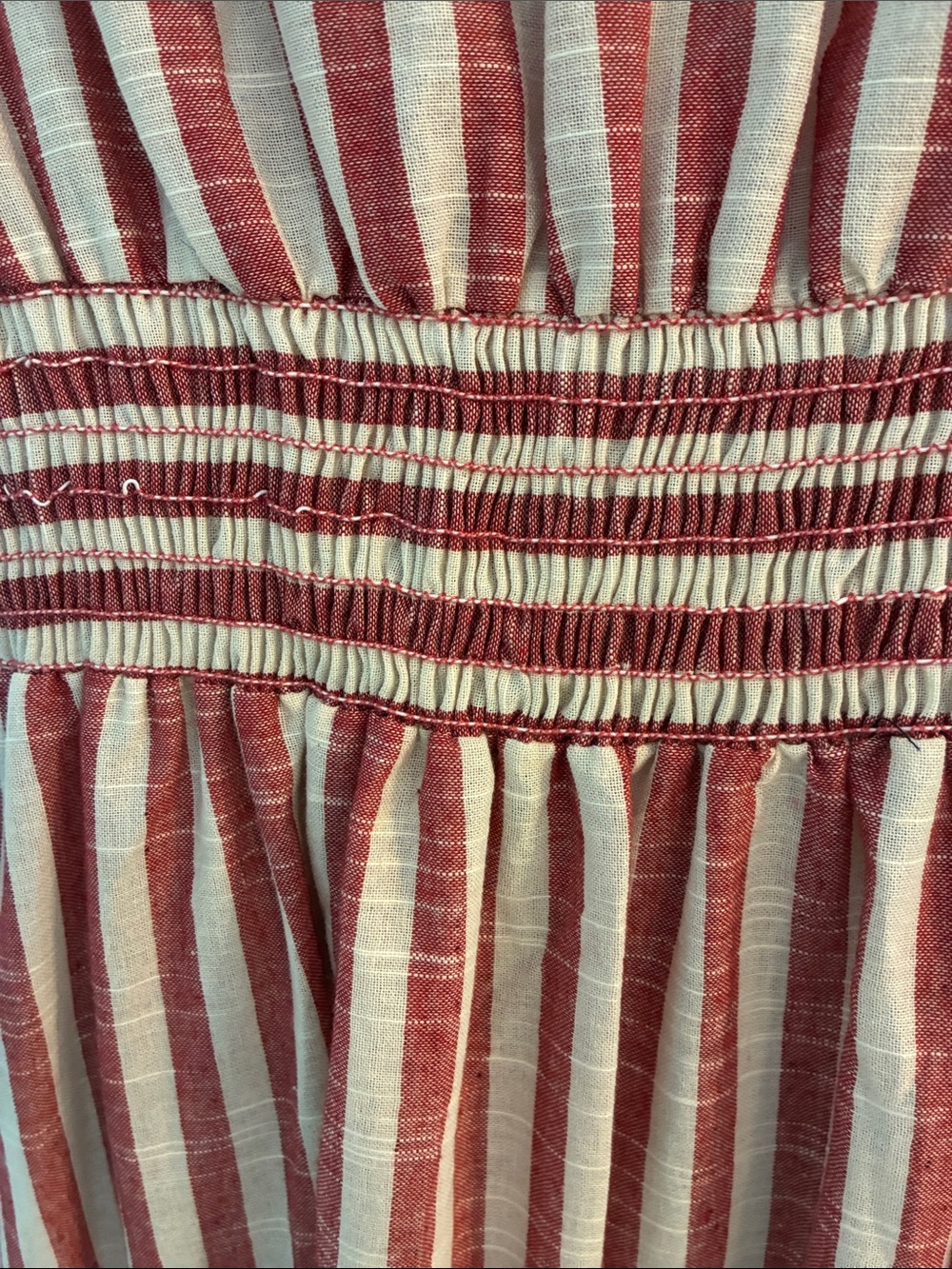 Max Studio Red and White Striped V-Neck Belted Midi Dress - Picture 8 of 9